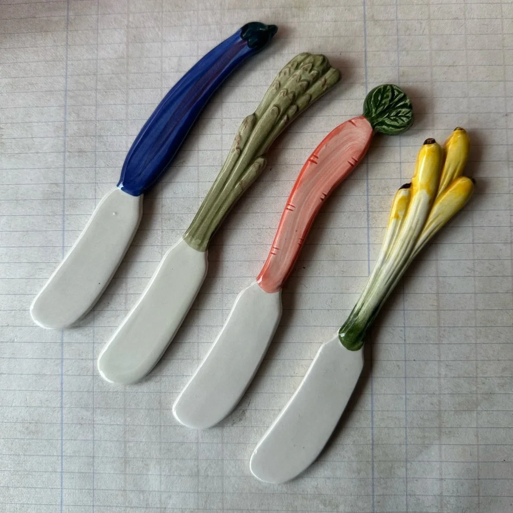Fitz and Floyd Hand-Painted Veggie Canapé Knives